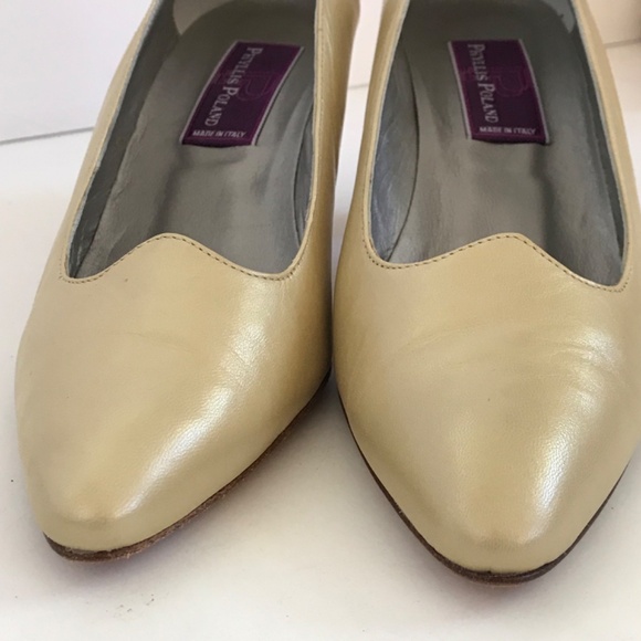 PHYLLIS POLAND Vintage Leather Heels Gold Pumps Gigi Women’s Size 8.5 - Picture 4 of 16